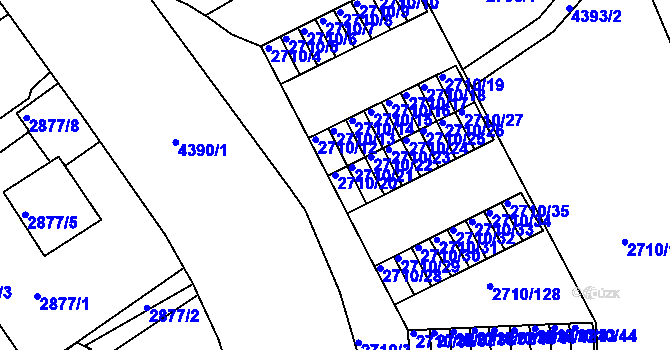 Parcela st. 2710/20 v KÚ Teplice, Katastrální mapa