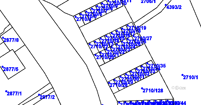 Parcela st. 2710/21 v KÚ Teplice, Katastrální mapa