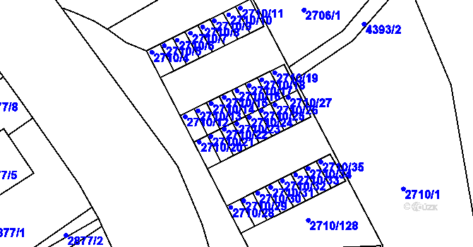 Parcela st. 2710/23 v KÚ Teplice, Katastrální mapa