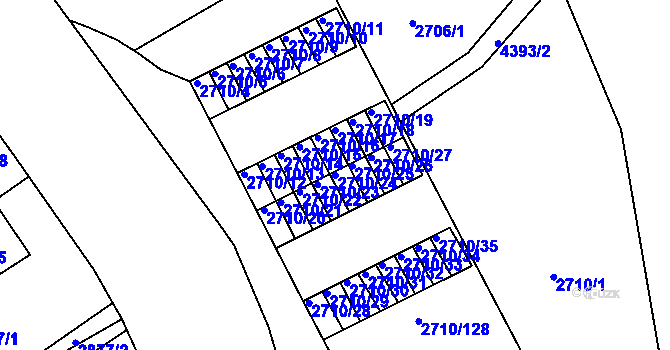 Parcela st. 2710/24 v KÚ Teplice, Katastrální mapa