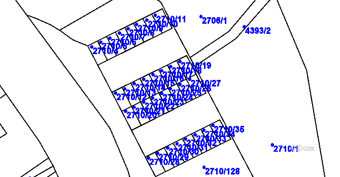 Parcela st. 2710/25 v KÚ Teplice, Katastrální mapa