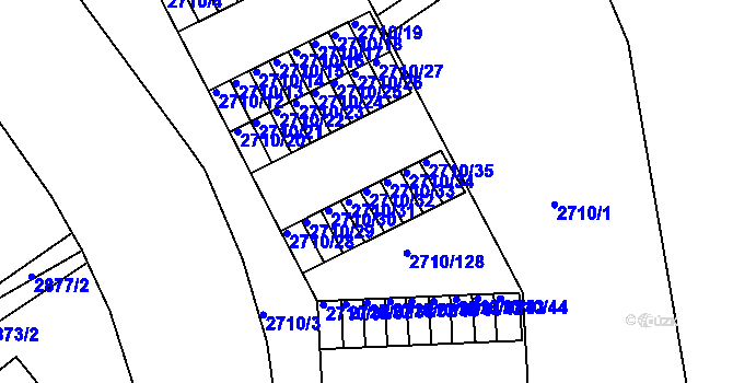 Parcela st. 2710/32 v KÚ Teplice, Katastrální mapa