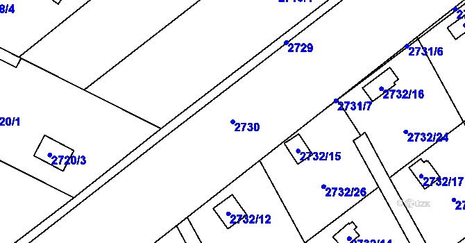 Parcela st. 2730 v KÚ Teplice, Katastrální mapa