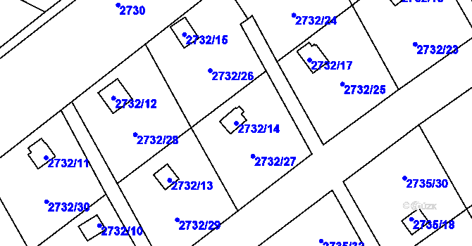 Parcela st. 2732/14 v KÚ Teplice, Katastrální mapa