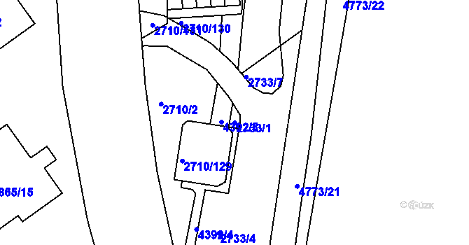 Parcela st. 2733/1 v KÚ Teplice, Katastrální mapa