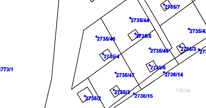 Parcela st. 2735/4 v KÚ Teplice, Katastrální mapa