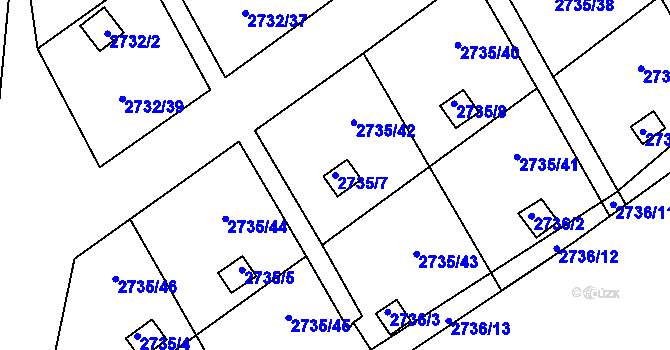 Parcela st. 2735/7 v KÚ Teplice, Katastrální mapa
