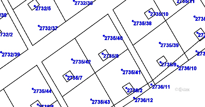 Parcela st. 2735/8 v KÚ Teplice, Katastrální mapa