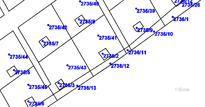 Parcela st. 2736/2 v KÚ Teplice, Katastrální mapa