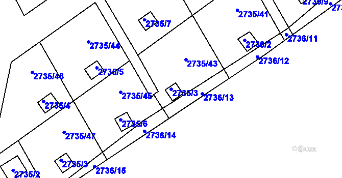 Parcela st. 2736/3 v KÚ Teplice, Katastrální mapa