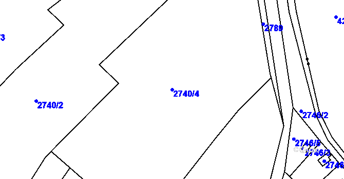 Parcela st. 2740/4 v KÚ Teplice, Katastrální mapa