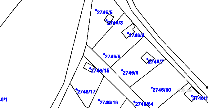 Parcela st. 2746/6 v KÚ Teplice, Katastrální mapa