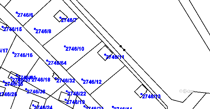Parcela st. 2746/11 v KÚ Teplice, Katastrální mapa