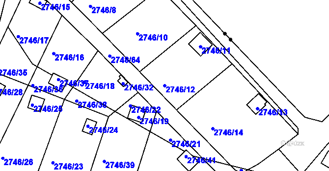 Parcela st. 2746/12 v KÚ Teplice, Katastrální mapa