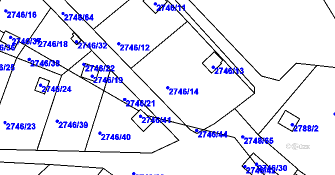 Parcela st. 2746/14 v KÚ Teplice, Katastrální mapa