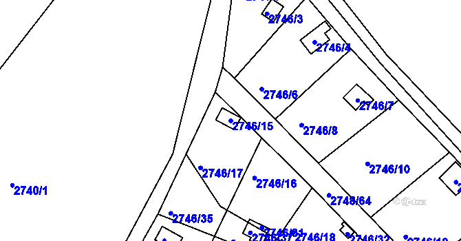Parcela st. 2746/15 v KÚ Teplice, Katastrální mapa