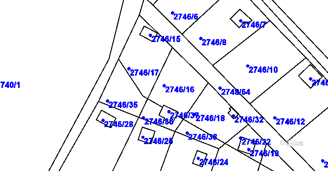 Parcela st. 2746/16 v KÚ Teplice, Katastrální mapa