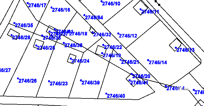 Parcela st. 2746/19 v KÚ Teplice, Katastrální mapa