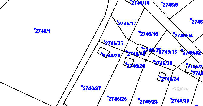 Parcela st. 2746/28 v KÚ Teplice, Katastrální mapa