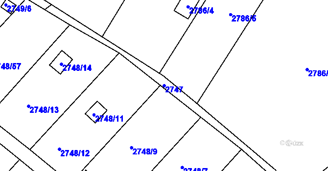 Parcela st. 2747 v KÚ Teplice, Katastrální mapa