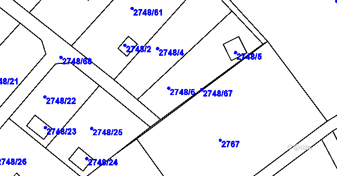 Parcela st. 2748/6 v KÚ Teplice, Katastrální mapa