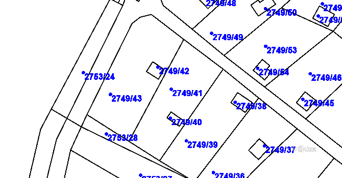 Parcela st. 2749/41 v KÚ Teplice, Katastrální mapa