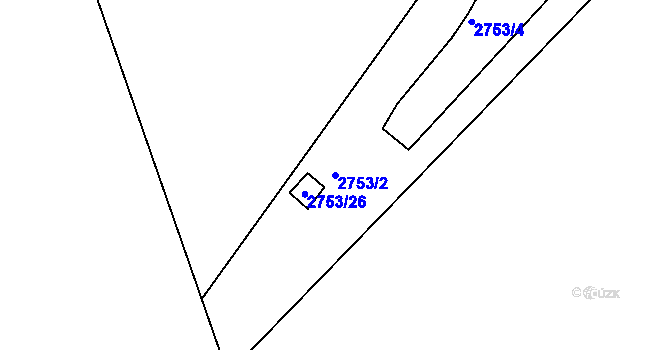 Parcela st. 2753/2 v KÚ Teplice, Katastrální mapa