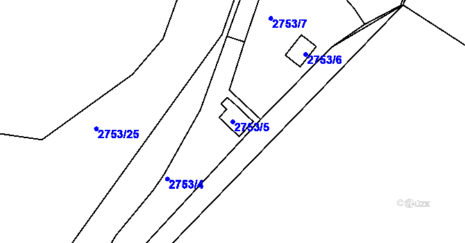 Parcela st. 2753/5 v KÚ Teplice, Katastrální mapa