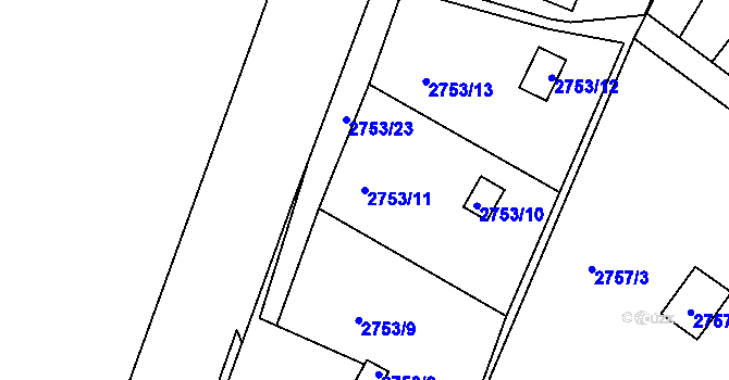 Parcela st. 2753/11 v KÚ Teplice, Katastrální mapa