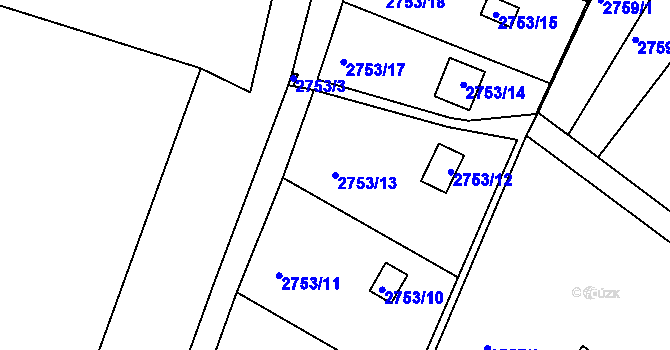 Parcela st. 2753/13 v KÚ Teplice, Katastrální mapa