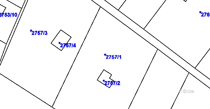 Parcela st. 2757/1 v KÚ Teplice, Katastrální mapa