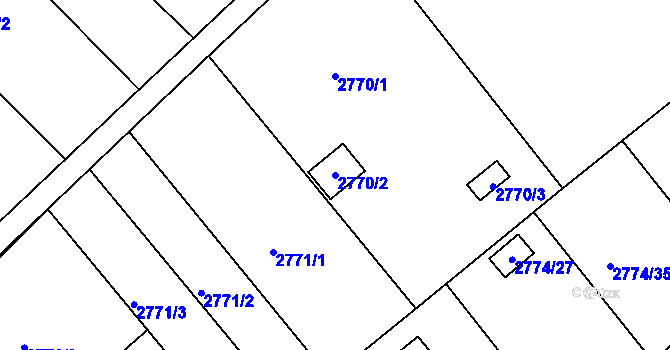 Parcela st. 2770/2 v KÚ Teplice, Katastrální mapa