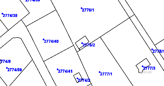 Parcela st. 2776/2 v KÚ Teplice, Katastrální mapa