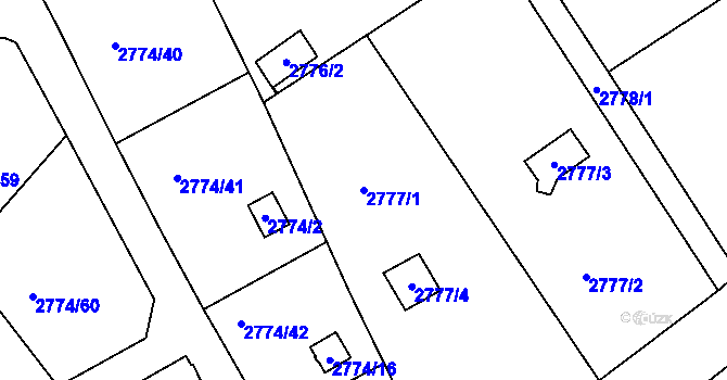Parcela st. 2777/1 v KÚ Teplice, Katastrální mapa