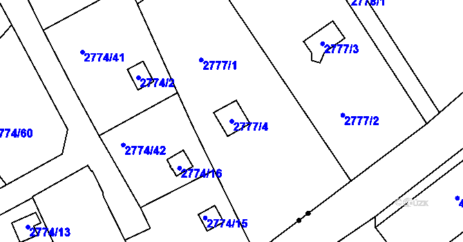 Parcela st. 2777/4 v KÚ Teplice, Katastrální mapa