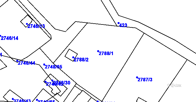Parcela st. 2788/1 v KÚ Teplice, Katastrální mapa
