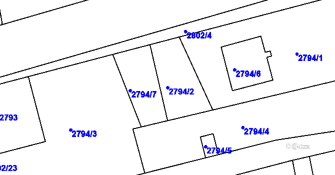 Parcela st. 2794/2 v KÚ Teplice, Katastrální mapa