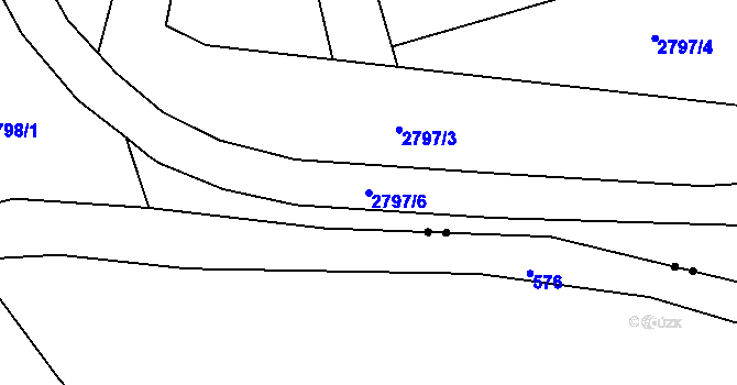 Parcela st. 2797/6 v KÚ Teplice, Katastrální mapa
