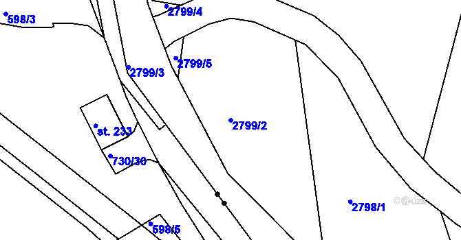 Parcela st. 2799/2 v KÚ Teplice, Katastrální mapa