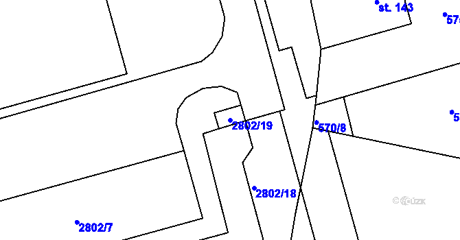 Parcela st. 2802/19 v KÚ Teplice, Katastrální mapa