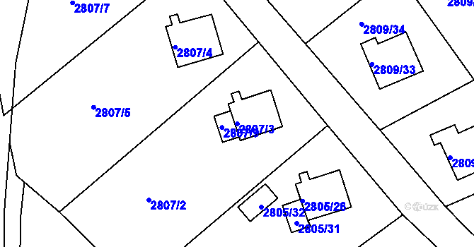 Parcela st. 2807/3 v KÚ Teplice, Katastrální mapa
