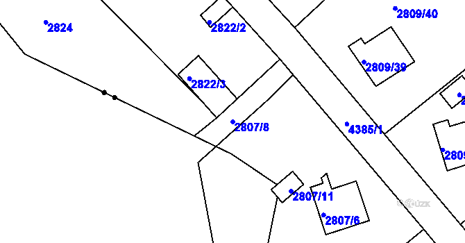 Parcela st. 2807/8 v KÚ Teplice, Katastrální mapa