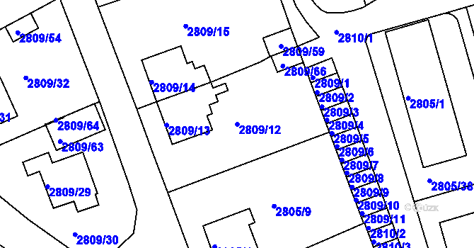 Parcela st. 2809/12 v KÚ Teplice, Katastrální mapa