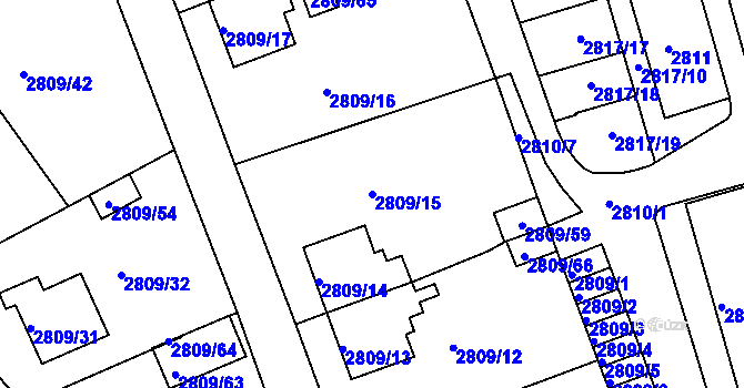 Parcela st. 2809/15 v KÚ Teplice, Katastrální mapa