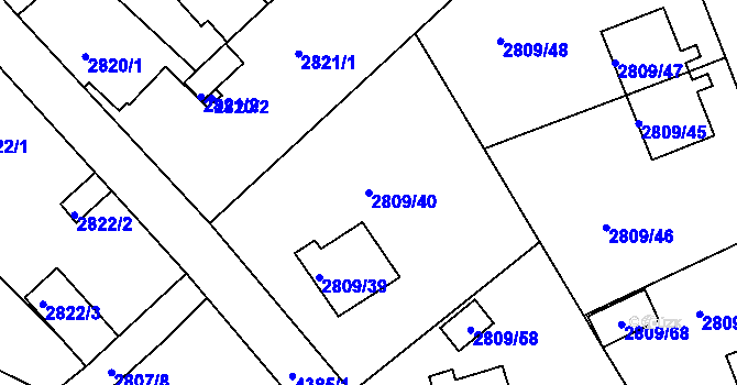 Parcela st. 2809/40 v KÚ Teplice, Katastrální mapa