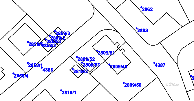 Parcela st. 2809/51 v KÚ Teplice, Katastrální mapa