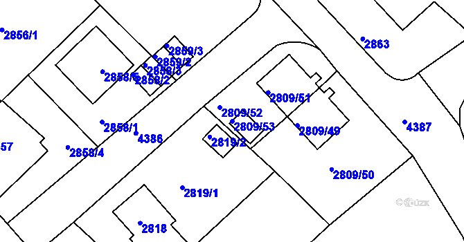 Parcela st. 2809/53 v KÚ Teplice, Katastrální mapa