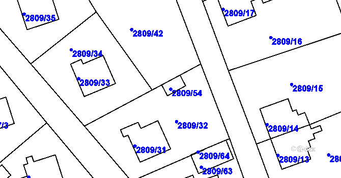 Parcela st. 2809/54 v KÚ Teplice, Katastrální mapa