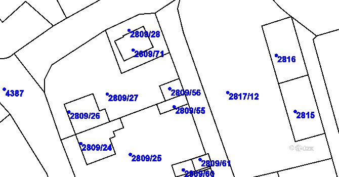 Parcela st. 2809/56 v KÚ Teplice, Katastrální mapa