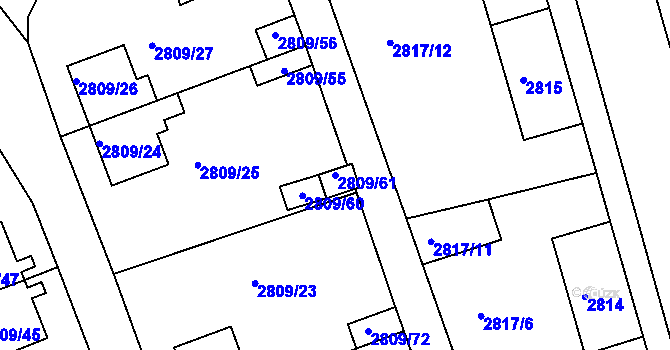 Parcela st. 2809/61 v KÚ Teplice, Katastrální mapa